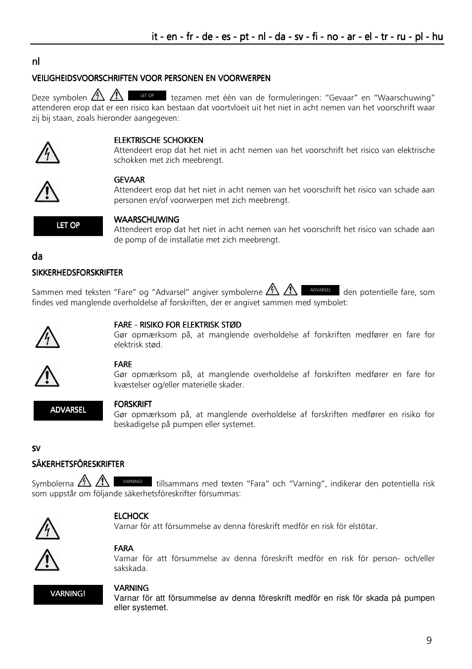 Xylem SVI Vertical Multistage Centrifugal User Manual | Page 9 / 84