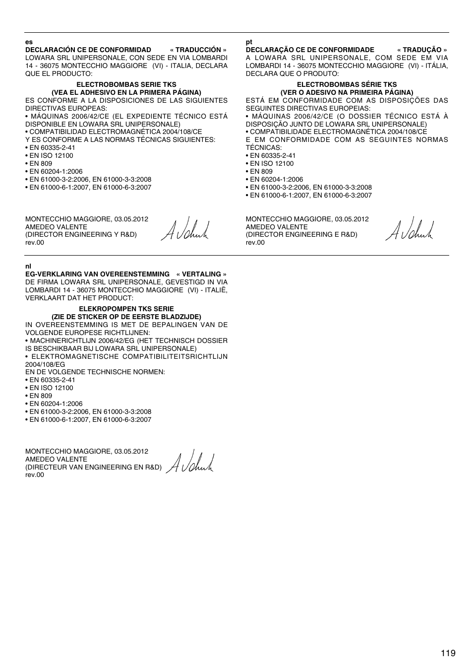 Xylem TEKNOSPEED User Manual | Page 119 / 120