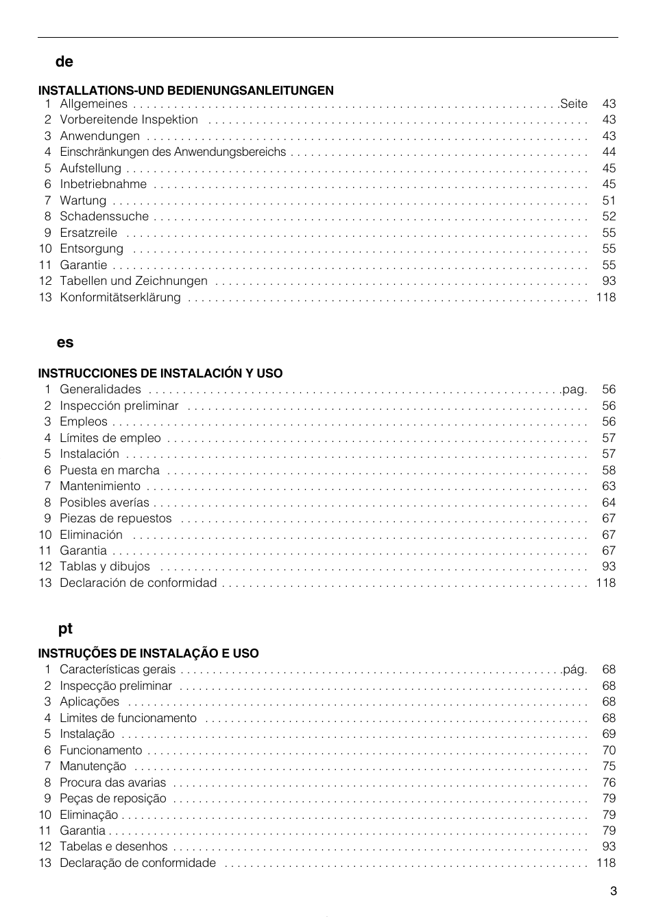 Es de | Xylem TEKNOSPEED User Manual | Page 3 / 120