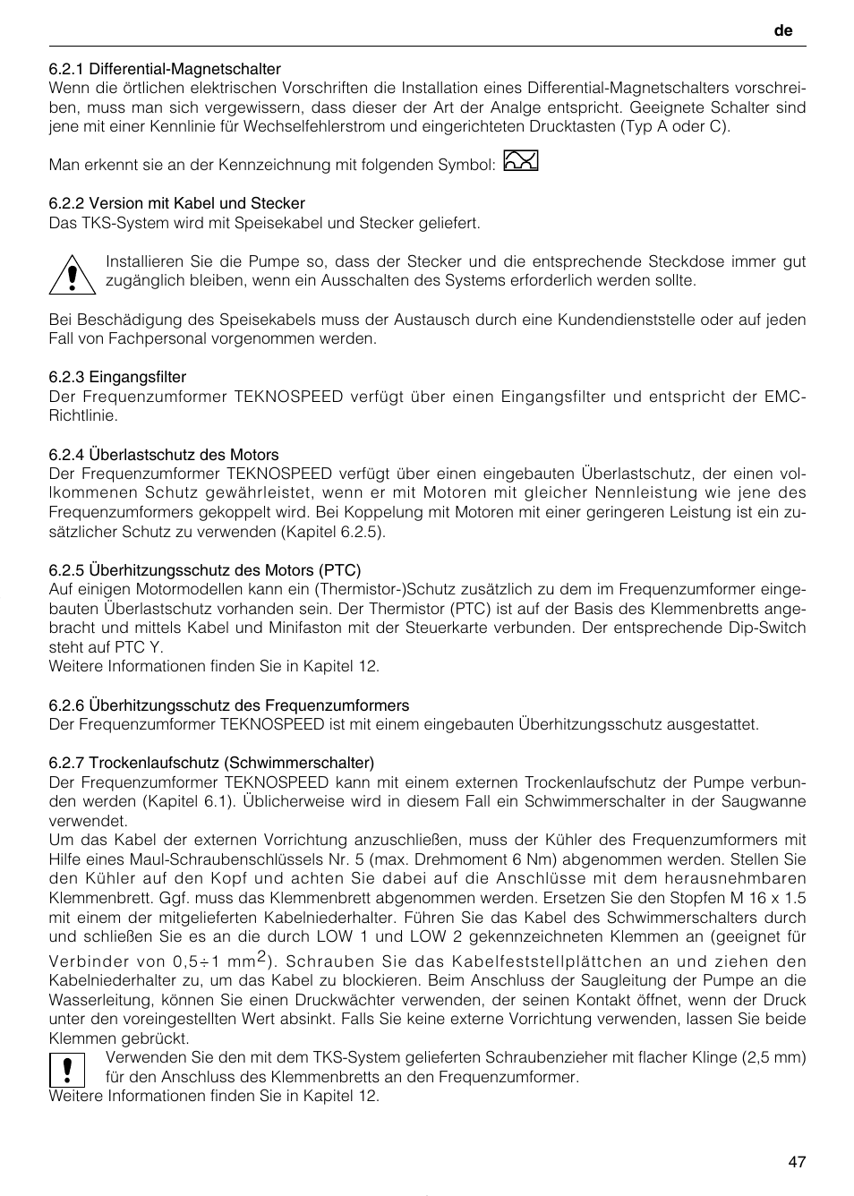 Xylem TEKNOSPEED User Manual | Page 47 / 120