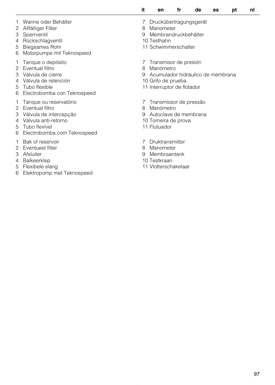 Xylem TEKNOSPEED User Manual | Page 97 / 120