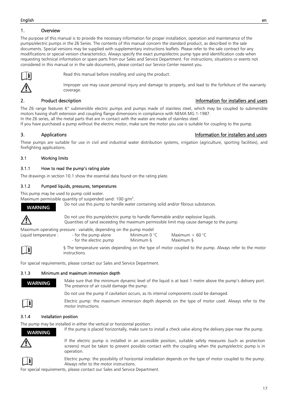 Xylem Z6 ZN6 User Manual | Page 17 / 120