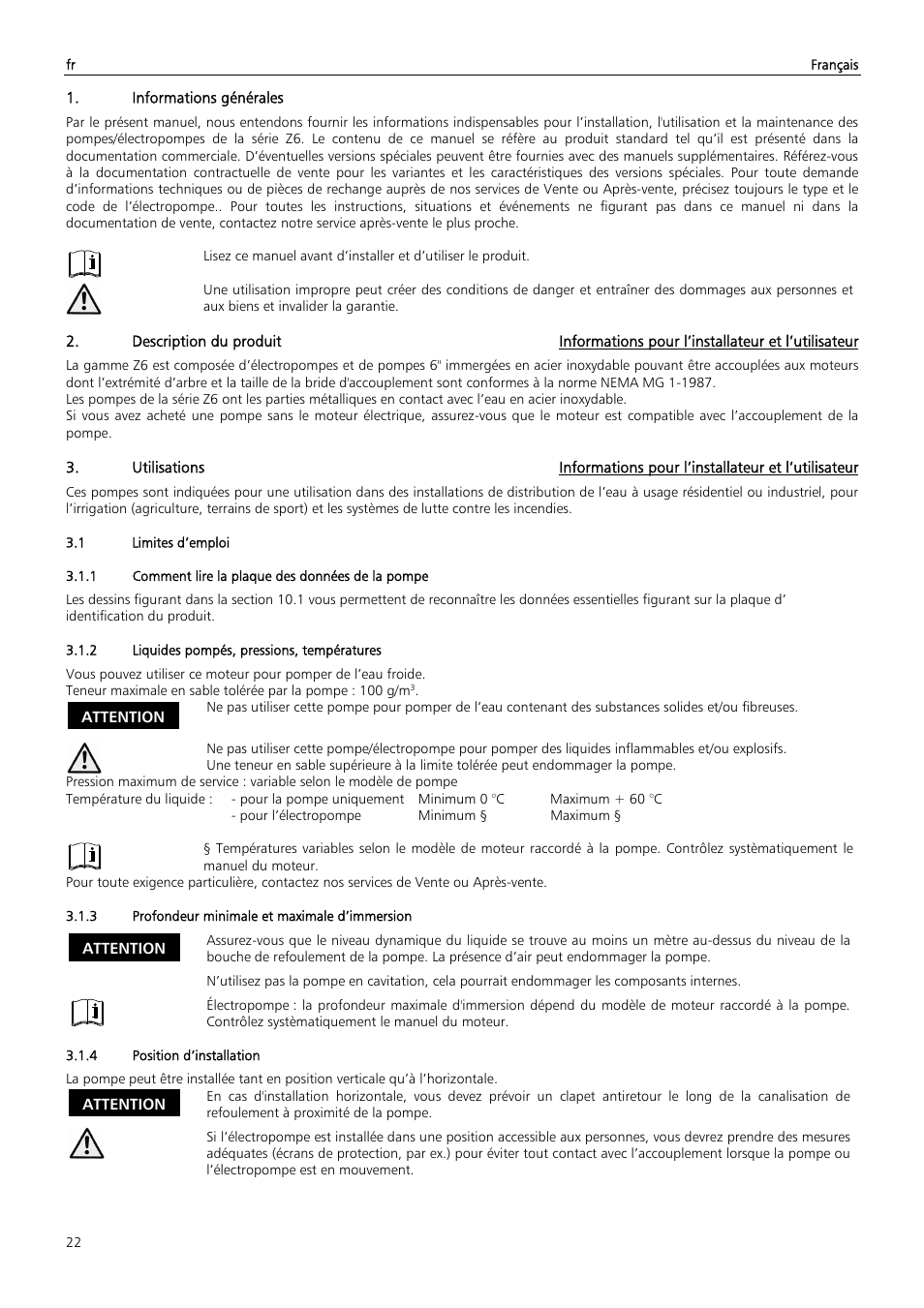 Xylem Z6 ZN6 User Manual | Page 22 / 120