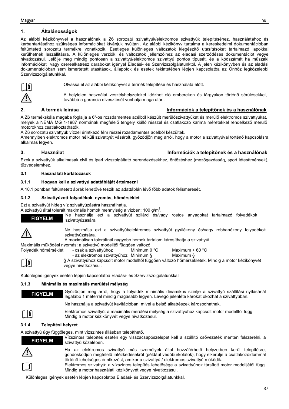 Xylem Z6 ZN6 User Manual | Page 87 / 120