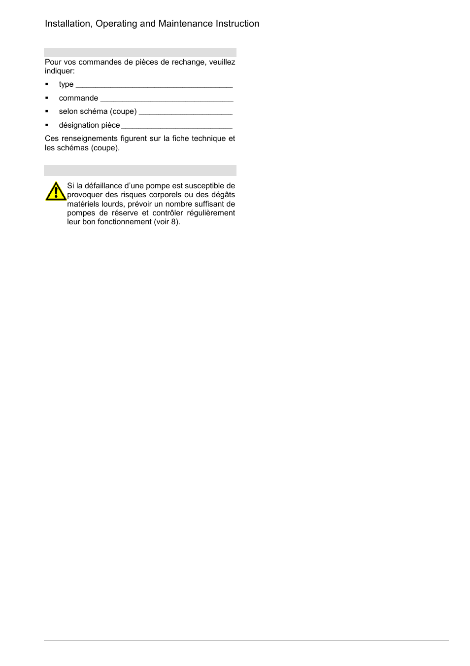2 pompes de réserve | Xylem Z8 ZR8 Z10 ZR10 Z12 ZR12 User Manual | Page 25 / 88