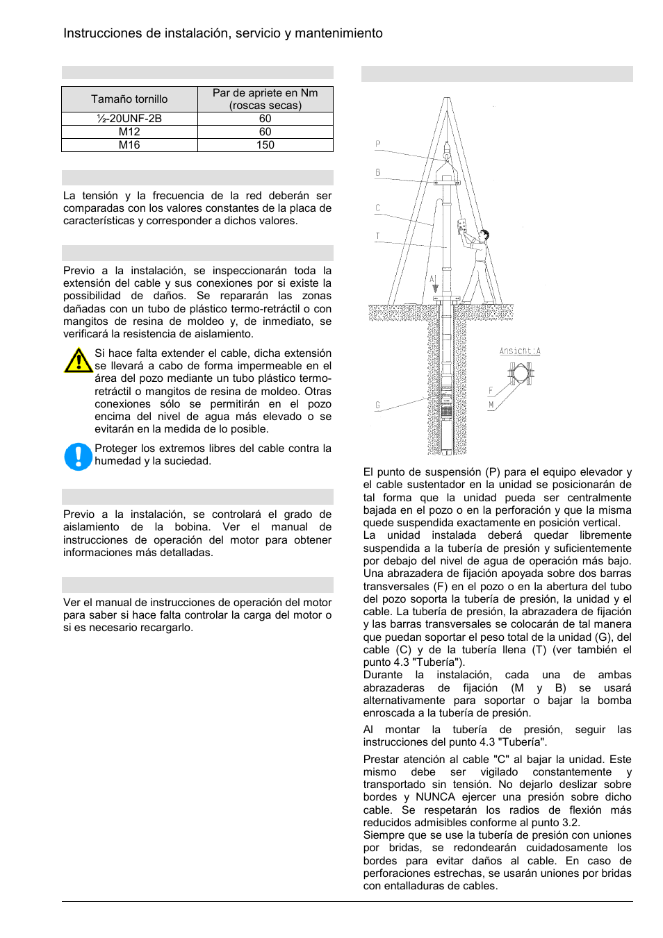 5 tensión y frecuencia, 6 cable, 7 medición del grado de aislamiento | 8 carga del motor, 9 bajar la unidad | Xylem Z8 ZR8 Z10 ZR10 Z12 ZR12 User Manual | Page 55 / 88