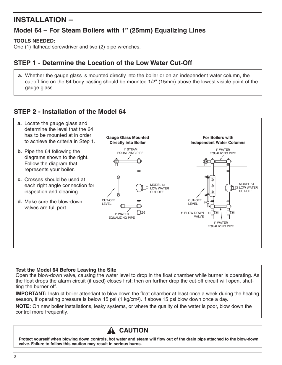 Installation | Xylem MM 200G Series 64 Low water Cut-Offs User Manual | Page 2 / 8