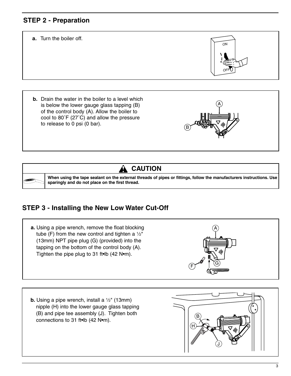 Step 2 - preparation | Xylem MM 201H Series 67 and 767 Low Water Cut-Offs For Steam Boilers User Manual | Page 3 / 12