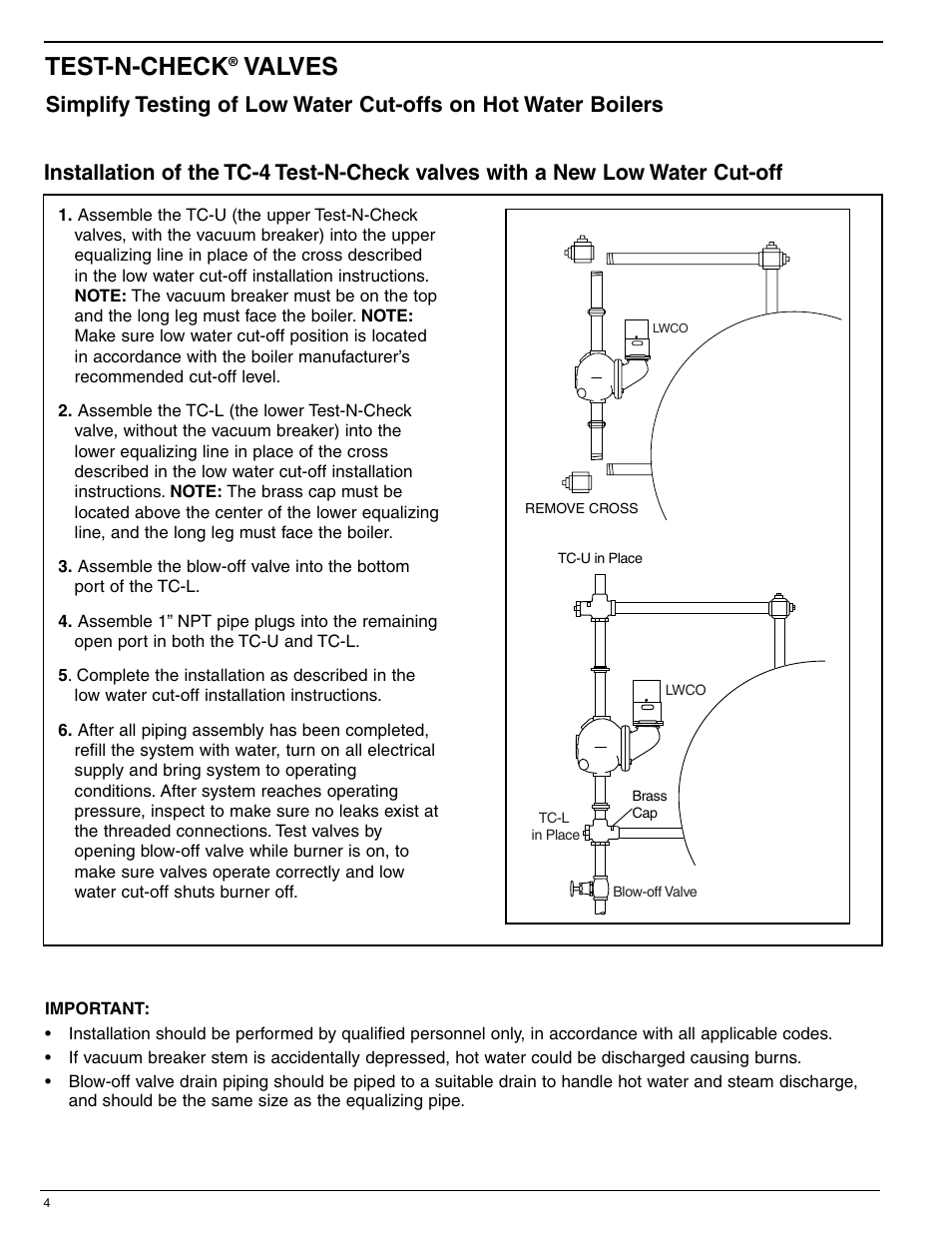 Test-n-check, Valves | Xylem MM 206F Series 63 Low Water Cut-Off User Manual | Page 4 / 8