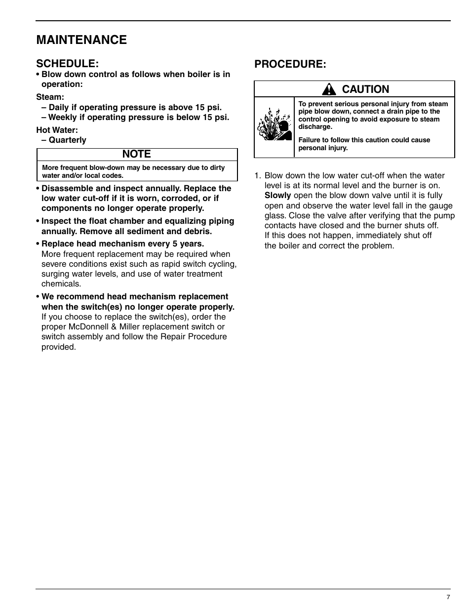 Maintenance | Xylem MM 206F Series 63 Low Water Cut-Off User Manual | Page 7 / 8