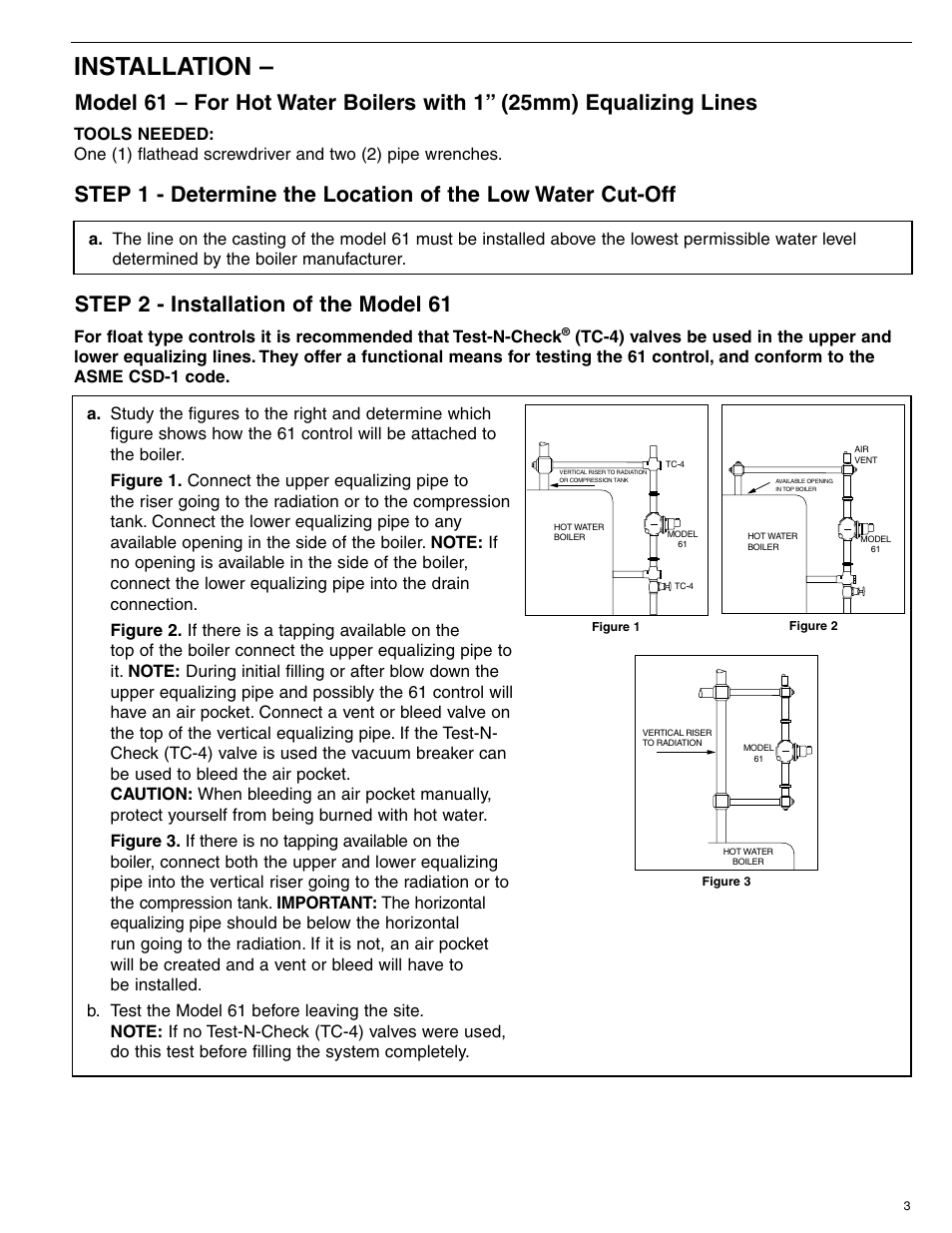 Installation | Xylem MM 214E Series 61 Low Water Cut-Off User Manual | Page 3 / 8