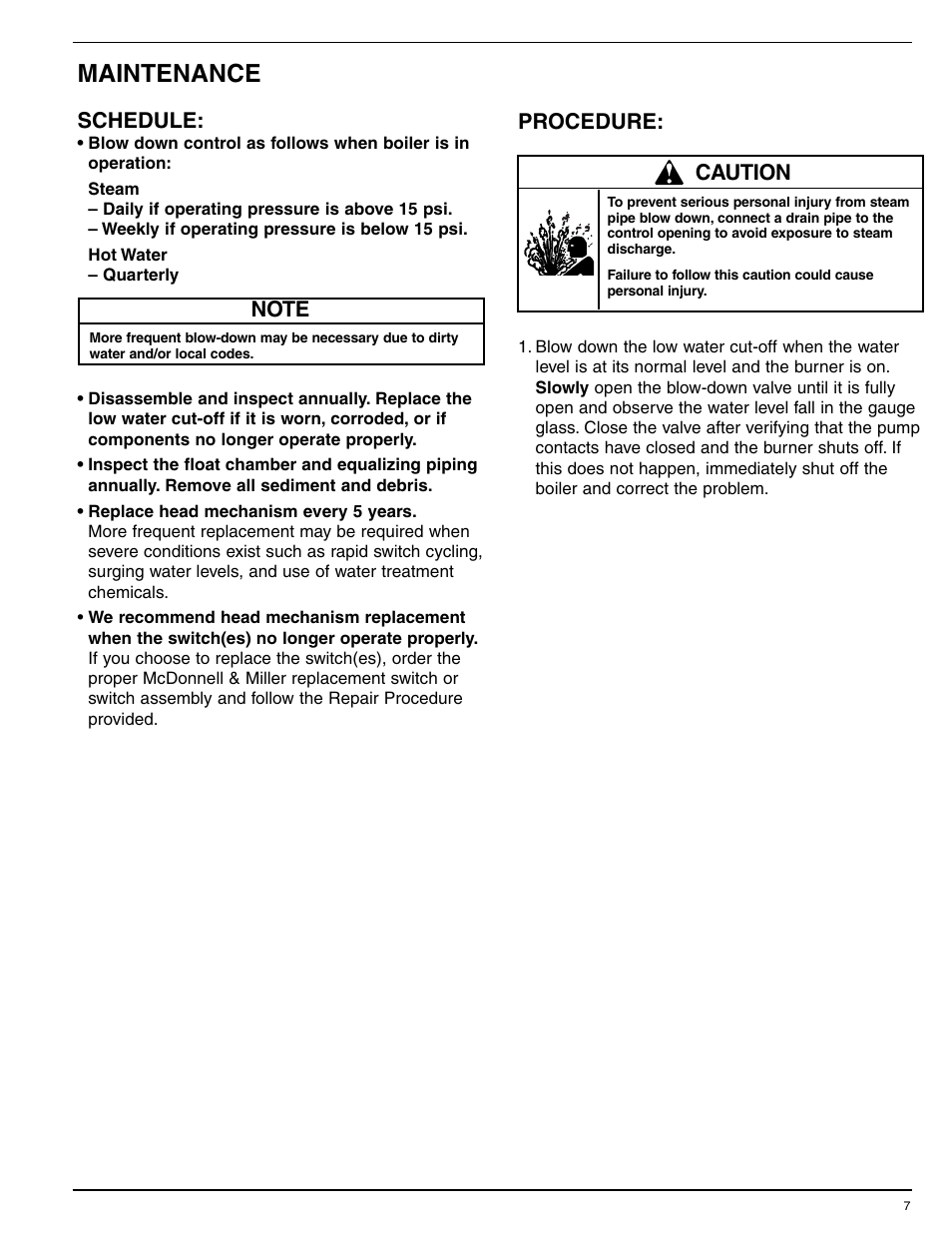 Maintenance | Xylem MM 214E Series 61 Low Water Cut-Off User Manual | Page 7 / 8