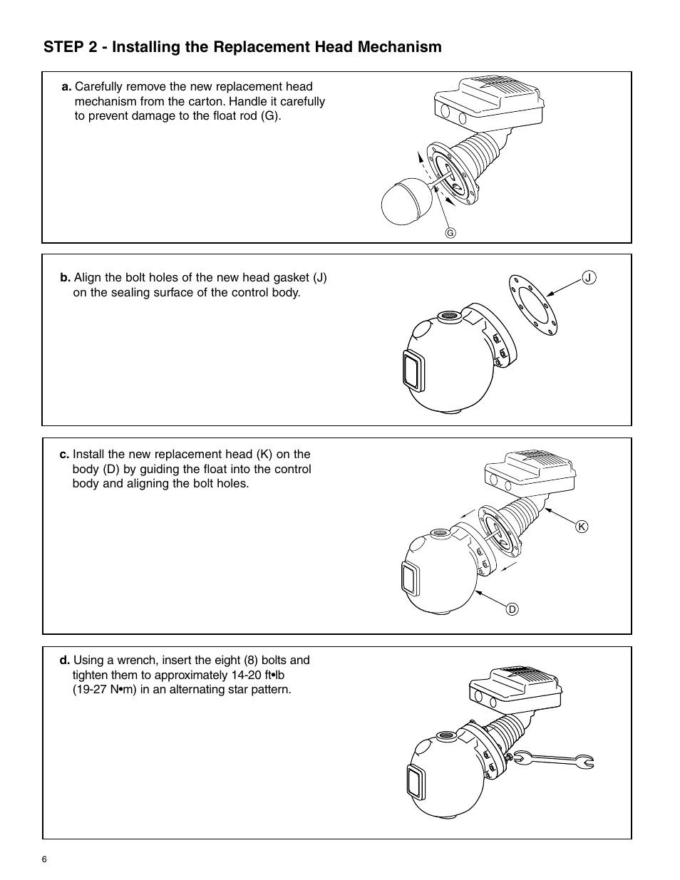 Step 2 - installing the replacement head mechanism | Xylem MM 219J Replacement Head Mechanism User Manual | Page 6 / 12