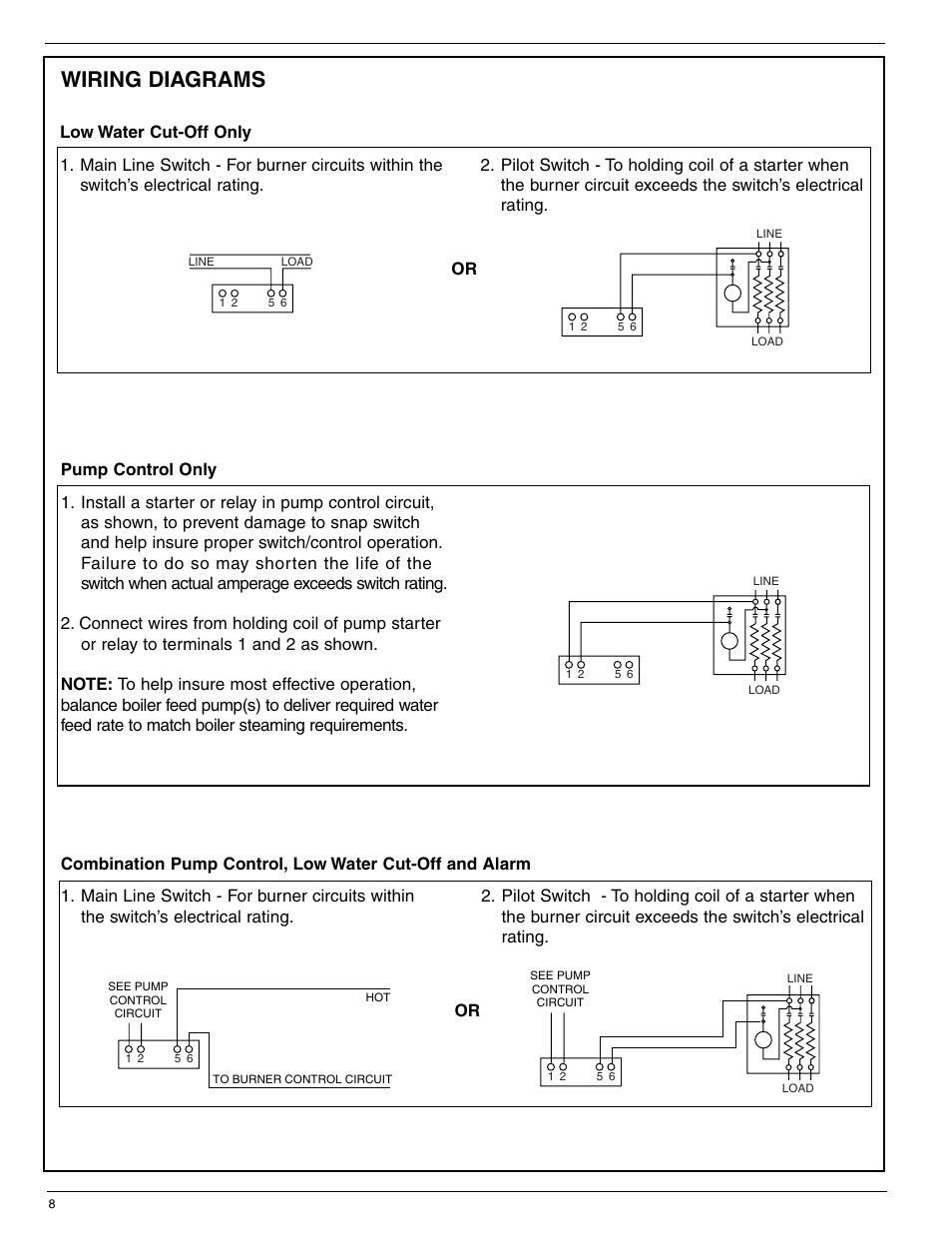 Wiring diagrams | Xylem MM 231F Series 42/42S Low Water Cut-Offs/Pump Controllers User Manual | Page 8 / 12