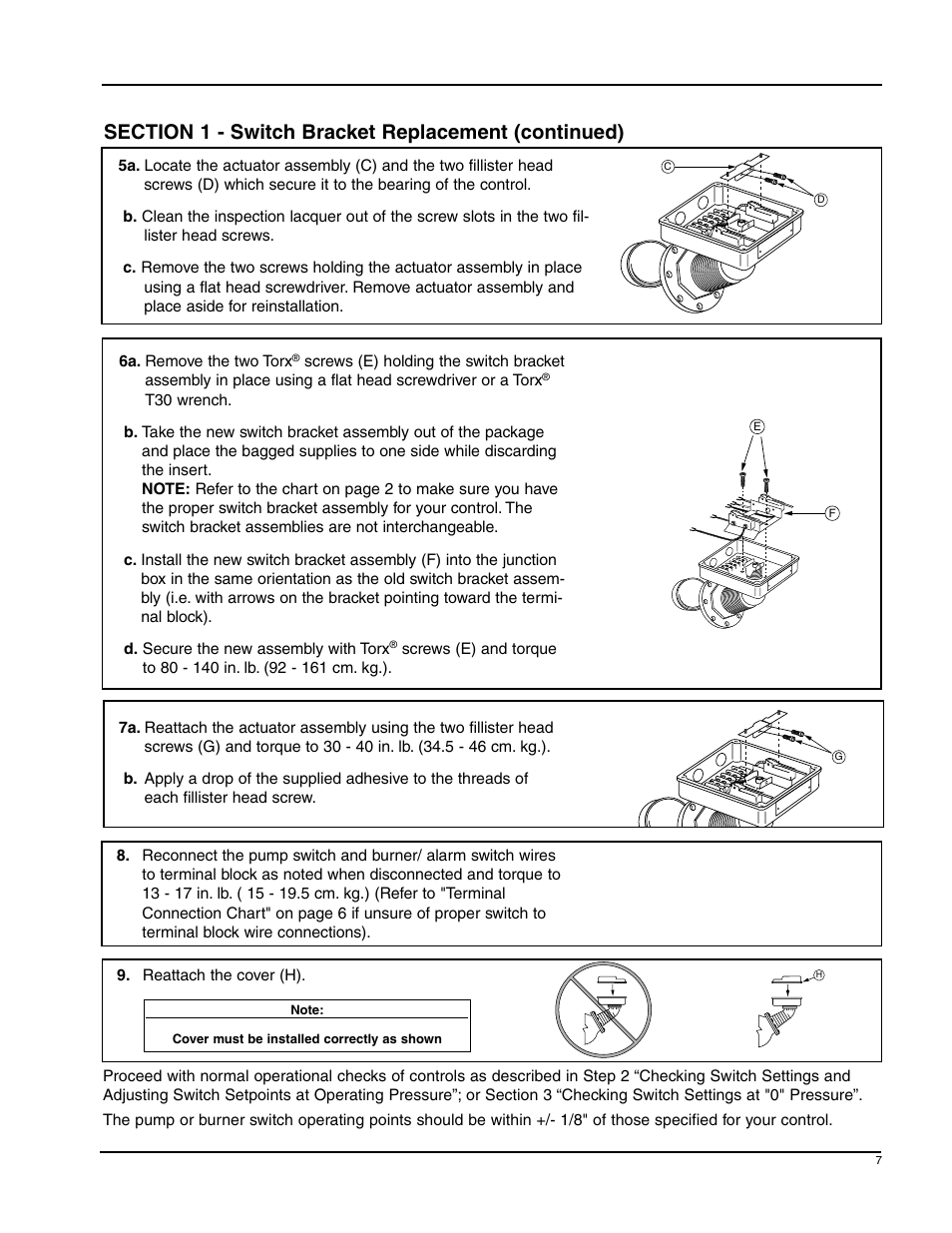 Xylem MM 235E Replacement Snap Switch Assembly SWA 150S 150S MD 158S 159S User Manual | Page 7 / 12