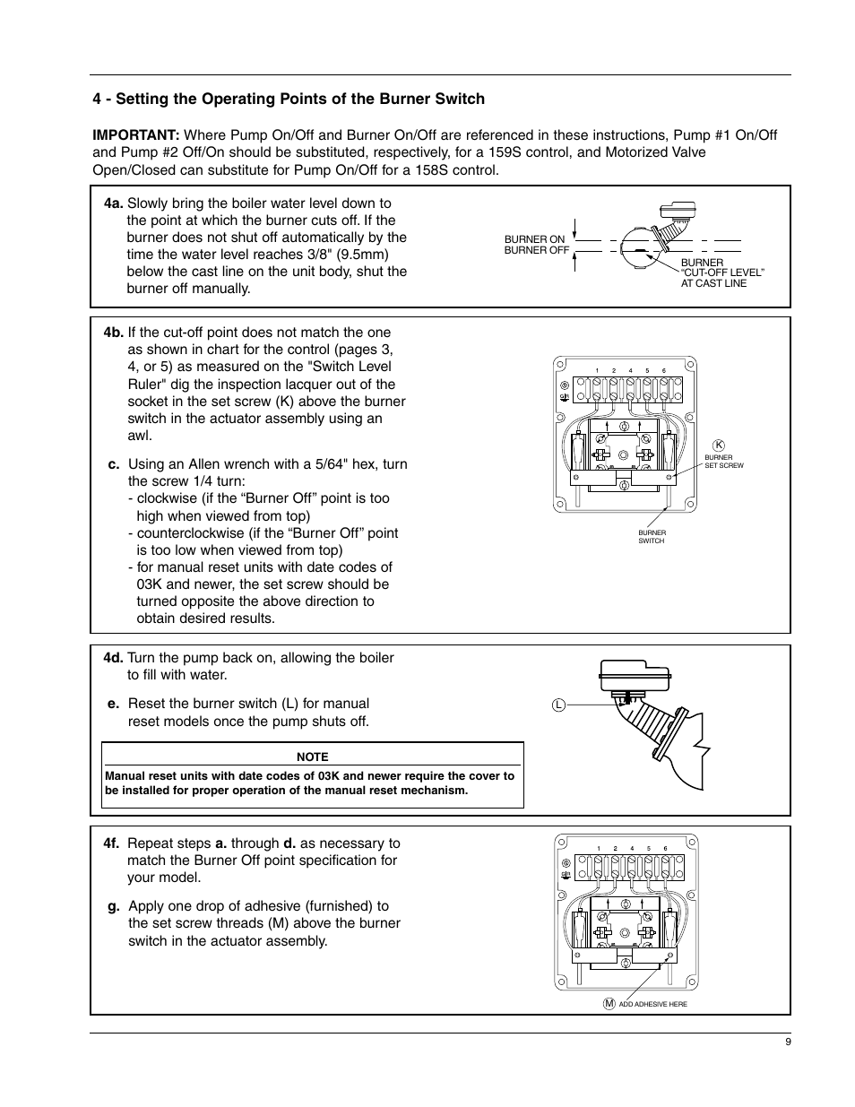 Xylem MM 235E Replacement Snap Switch Assembly SWA 150S 150S MD 158S 159S User Manual | Page 9 / 12