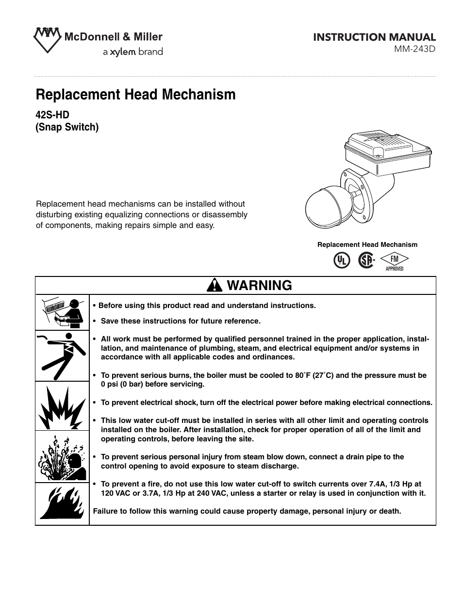 Xylem MM 243D Replacement Head Mechanism 42S HD User Manual | 8 pages