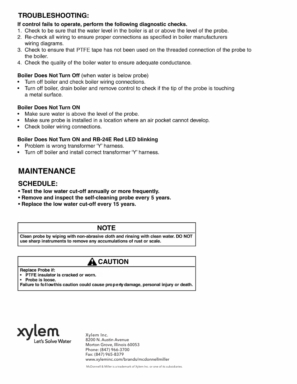 Xylem MM 277G Model RB-24E-S , Model RB-24E-A , Model RB-24E-L , Conductance Type LowWater Cut-Off User Manual | Page 8 / 8
