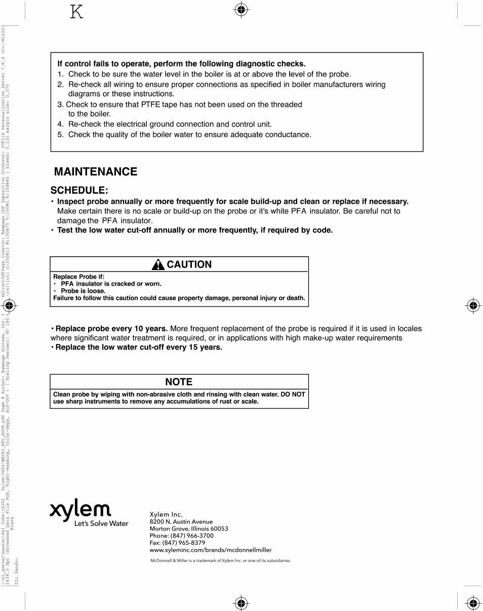 Xylem MM 283D Guard Dog Series 751P and Series 752P Probe Type Low Water Cut-Off User Manual | Page 8 / 8