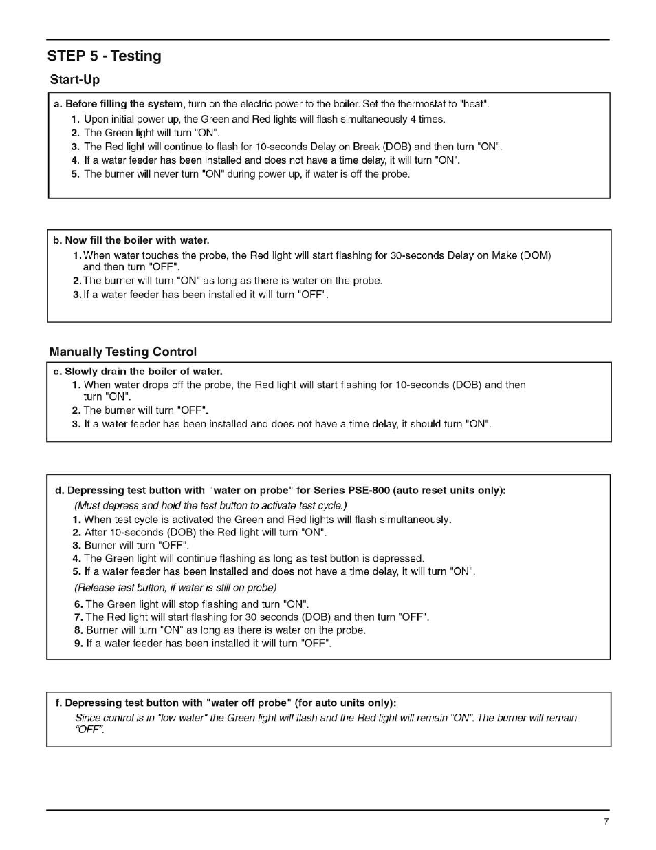 Xylem MM 284D Series PSE-800 Probe Type Low Water Cut-Off for Steam Boilers User Manual | Page 7 / 8