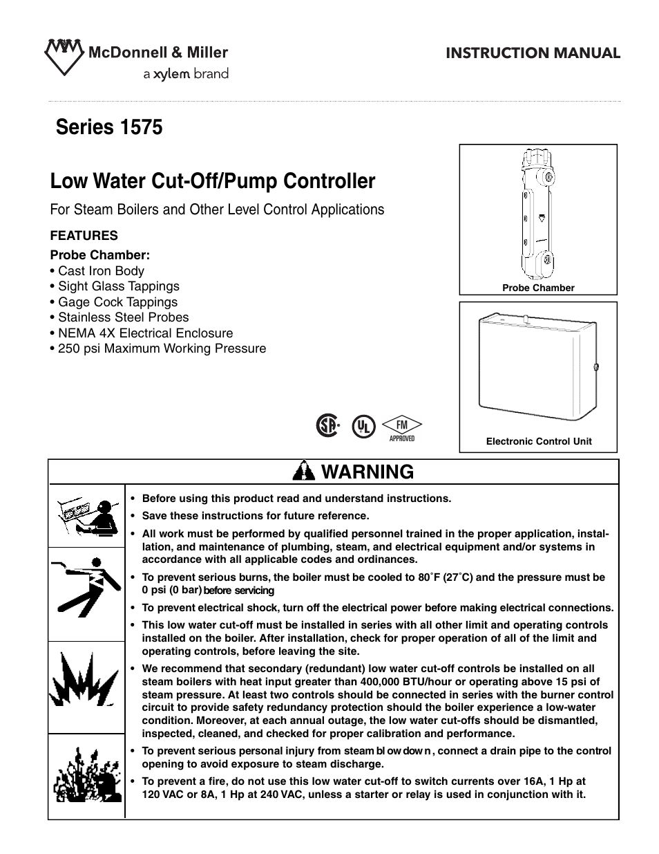 Xylem MM 286B Series 1575 – Low Water Cut-Off/Pump Controller User Manual | 12 pages
