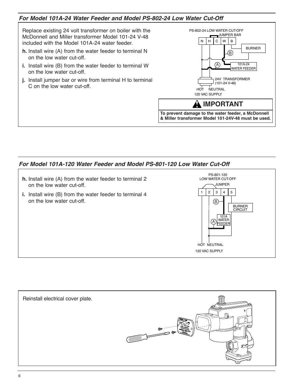Important | Xylem MM 307H Series 101-A Electric Water Feeder User Manual | Page 6 / 8