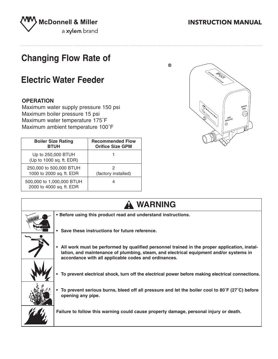 Xylem MM 308D Changing Flow Rate of Series WF-U Uni-Match Electric Water Feeder User Manual | 2 pages