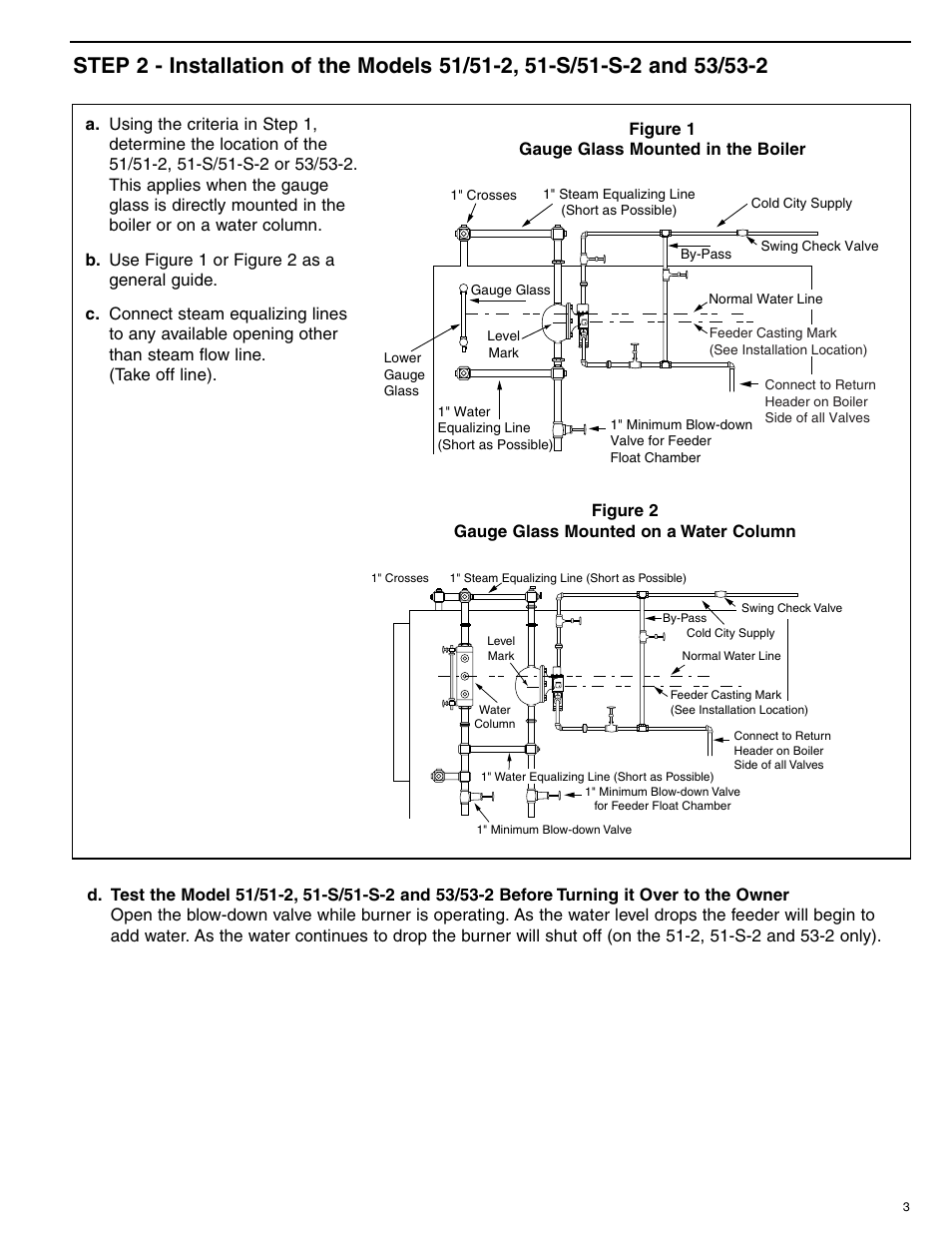 Xylem MM 315E Models 51, 51S and 53 Boiler Water Feeders Models 51-2, 51-S-2 and 53-2 Feeder Cut-Off Combinations User Manual | Page 3 / 8