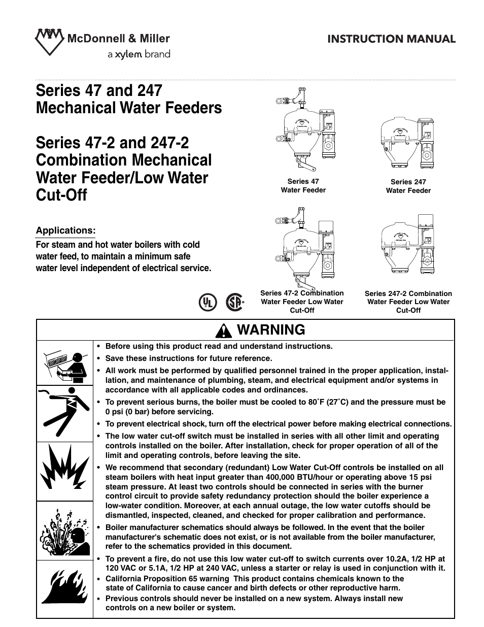 Xylem MM 316E Series 47 and 247 Mechanical Water Feeders User Manual | 12 pages
