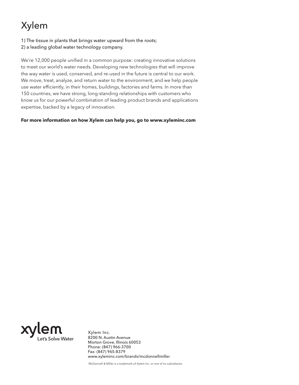 Xylem | Xylem MM 316E Series 47 and 247 Mechanical Water Feeders User Manual | Page 12 / 12