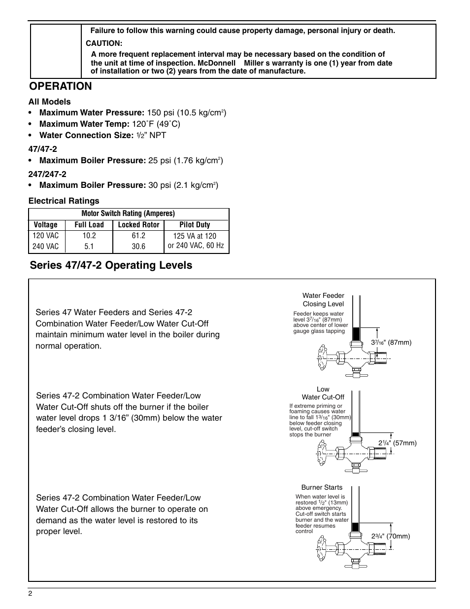 Xylem MM 316E Series 47 and 247 Mechanical Water Feeders User Manual | Page 2 / 12