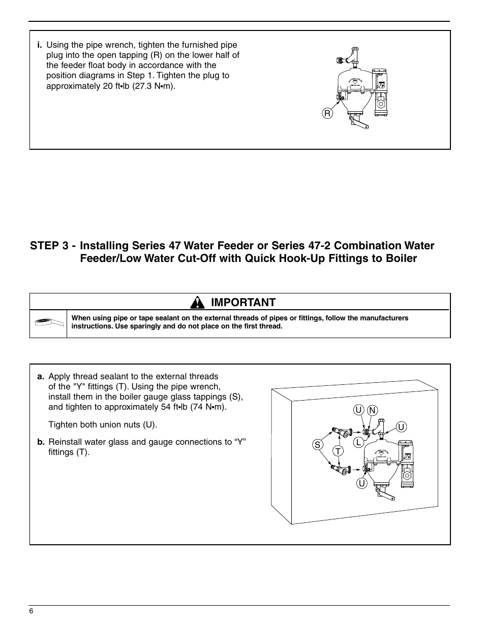 Important | Xylem MM 316E Series 47 and 247 Mechanical Water Feeders User Manual | Page 6 / 12