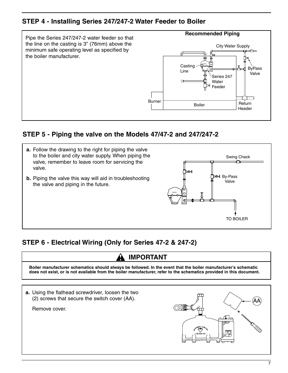 Important | Xylem MM 316E Series 47 and 247 Mechanical Water Feeders User Manual | Page 7 / 12