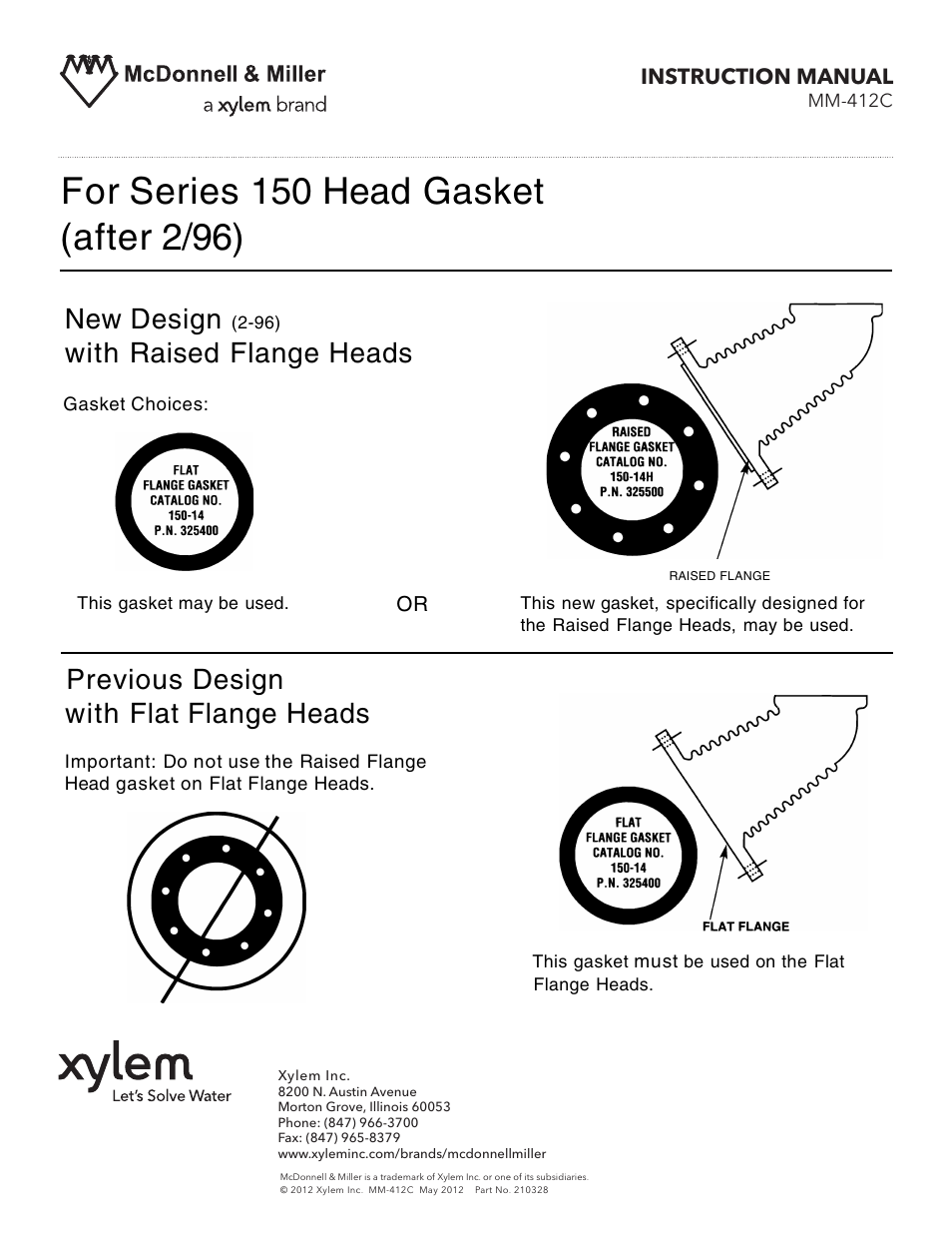 Xylem MM 412C Series 150 Head Gasket User Manual | 1 page
