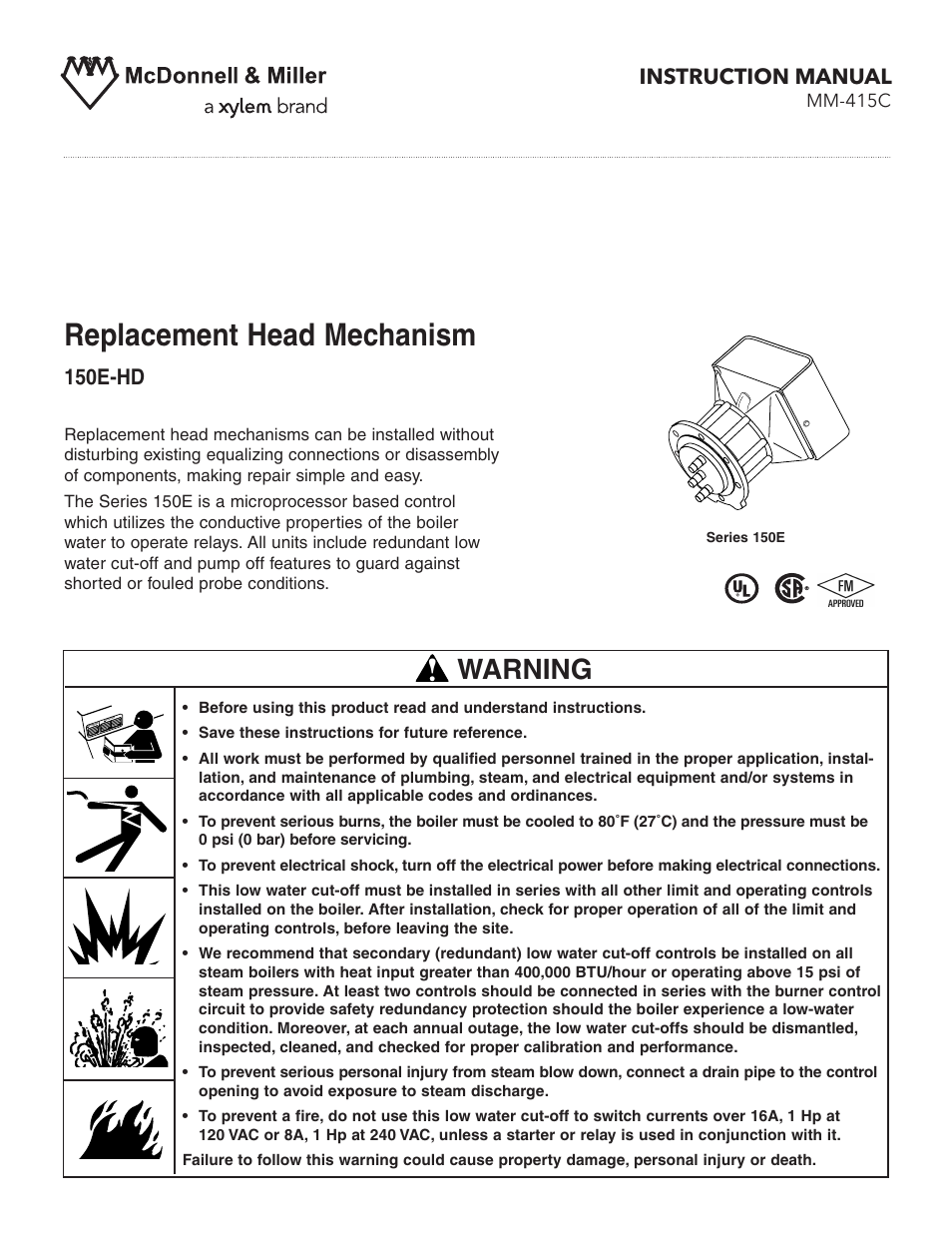 Xylem MM 415C Replacement Head Mechanism 150E HD User Manual | 16 pages