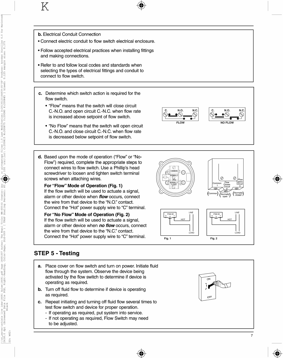 Xylem MM 600K Series FS8-W General Purpose Liquid Flow Switch User Manual | Page 7 / 8