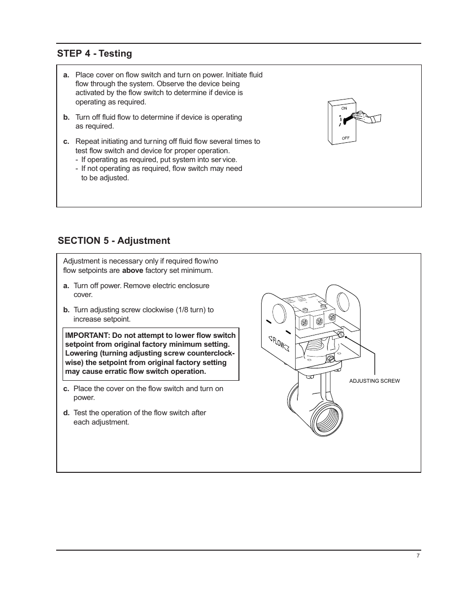 Xylem MM 613F Series FS4-3T General Purpose Liquid Flow Switch User Manual | Page 7 / 8