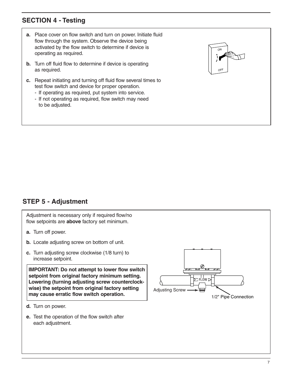 Xylem MM 615D Series FS1 High Sensitivity Liquid Flow Switch User Manual | Page 7 / 8