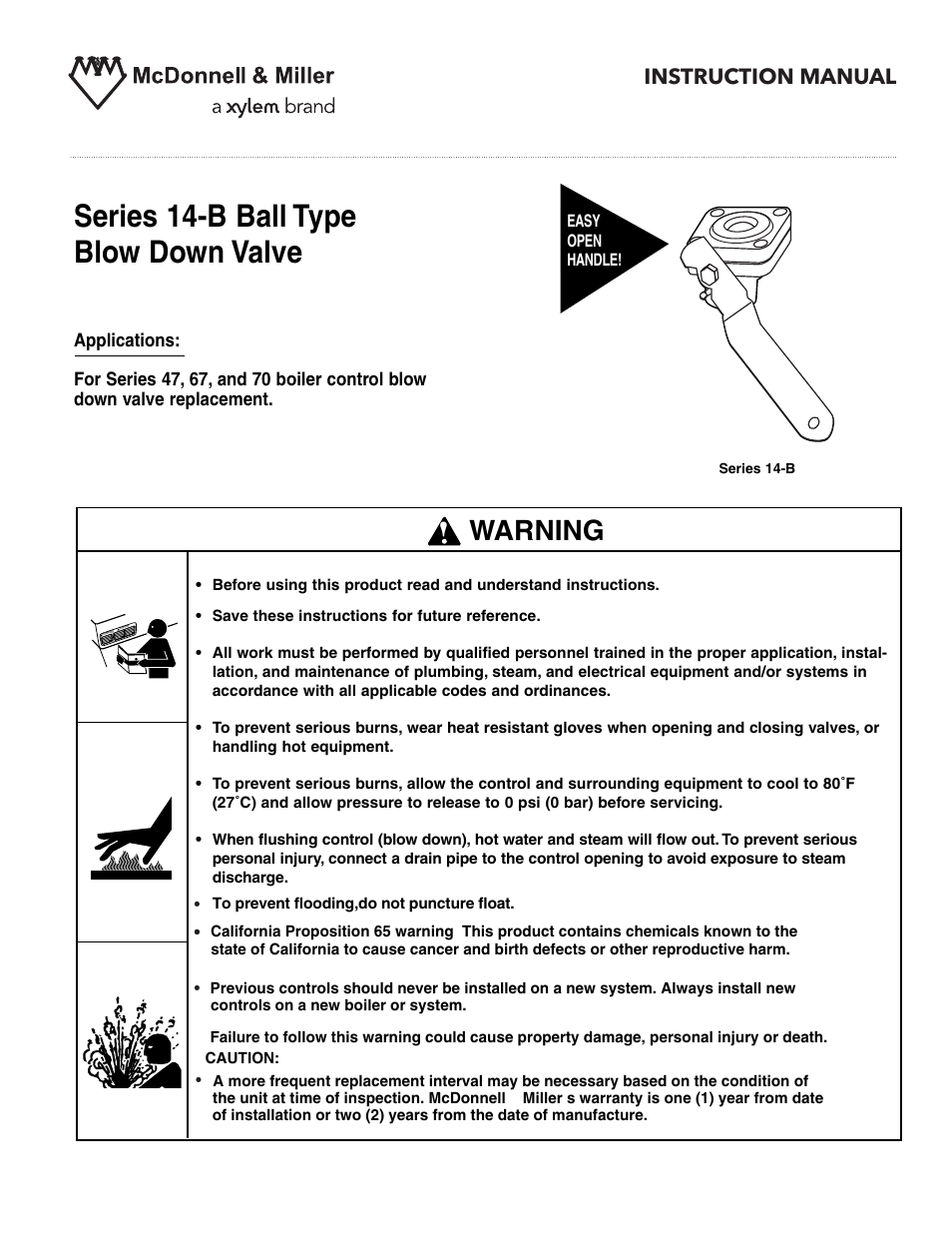 Xylem MM 702E Series 14-B Ball Type Blow Down Valve User Manual | 8 pages