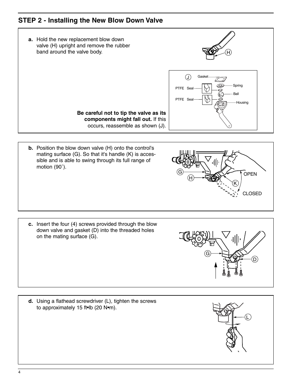 Step 2 - installing the new blow down valve | Xylem MM 702E Series 14-B Ball Type Blow Down Valve User Manual | Page 4 / 8