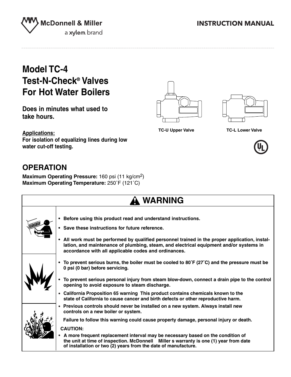 Xylem MM 802F Model TC-4 Test-N-Check Valves For Hot Water Boilers User Manual | 5 pages