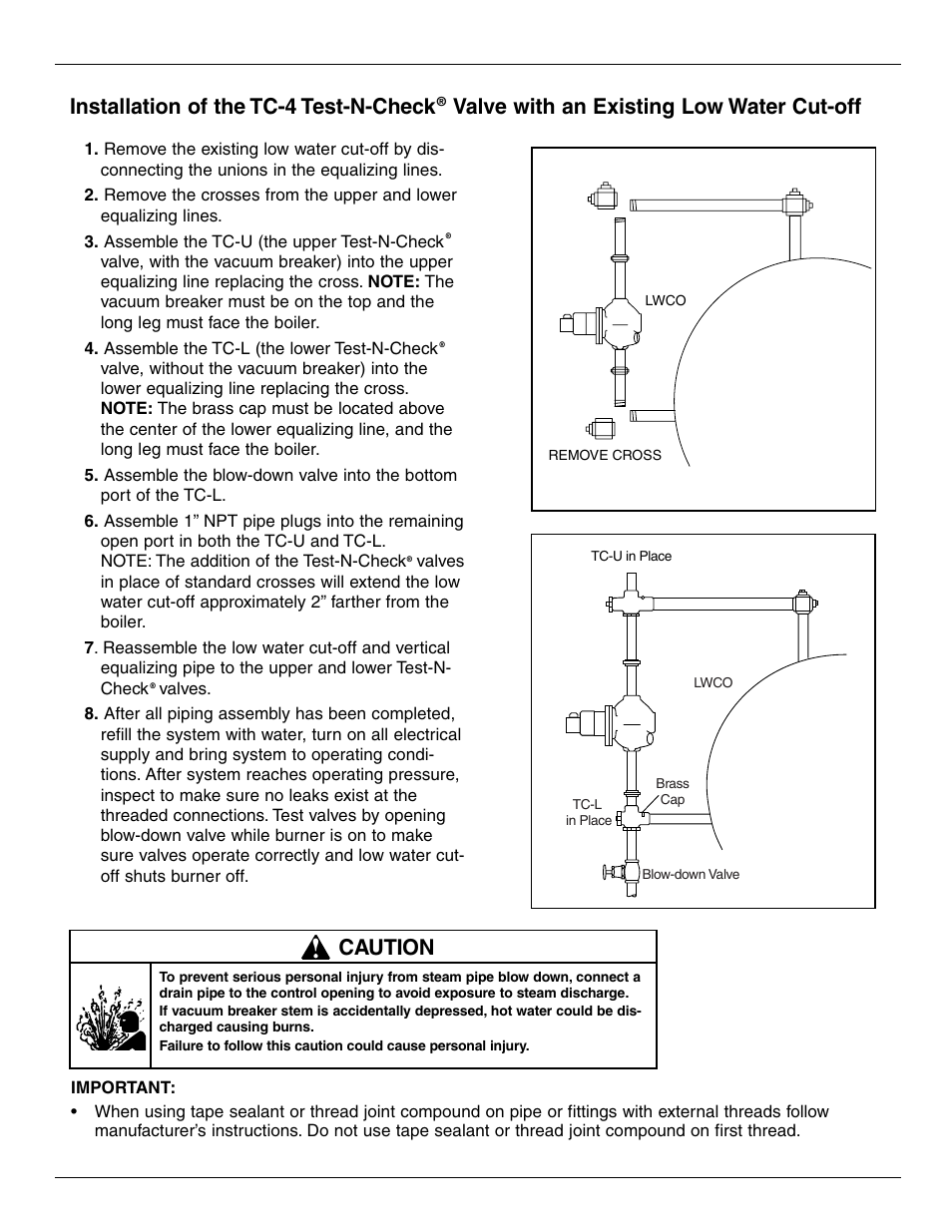 Caution | Xylem MM 802F Model TC-4 Test-N-Check Valves For Hot Water Boilers User Manual | Page 3 / 5