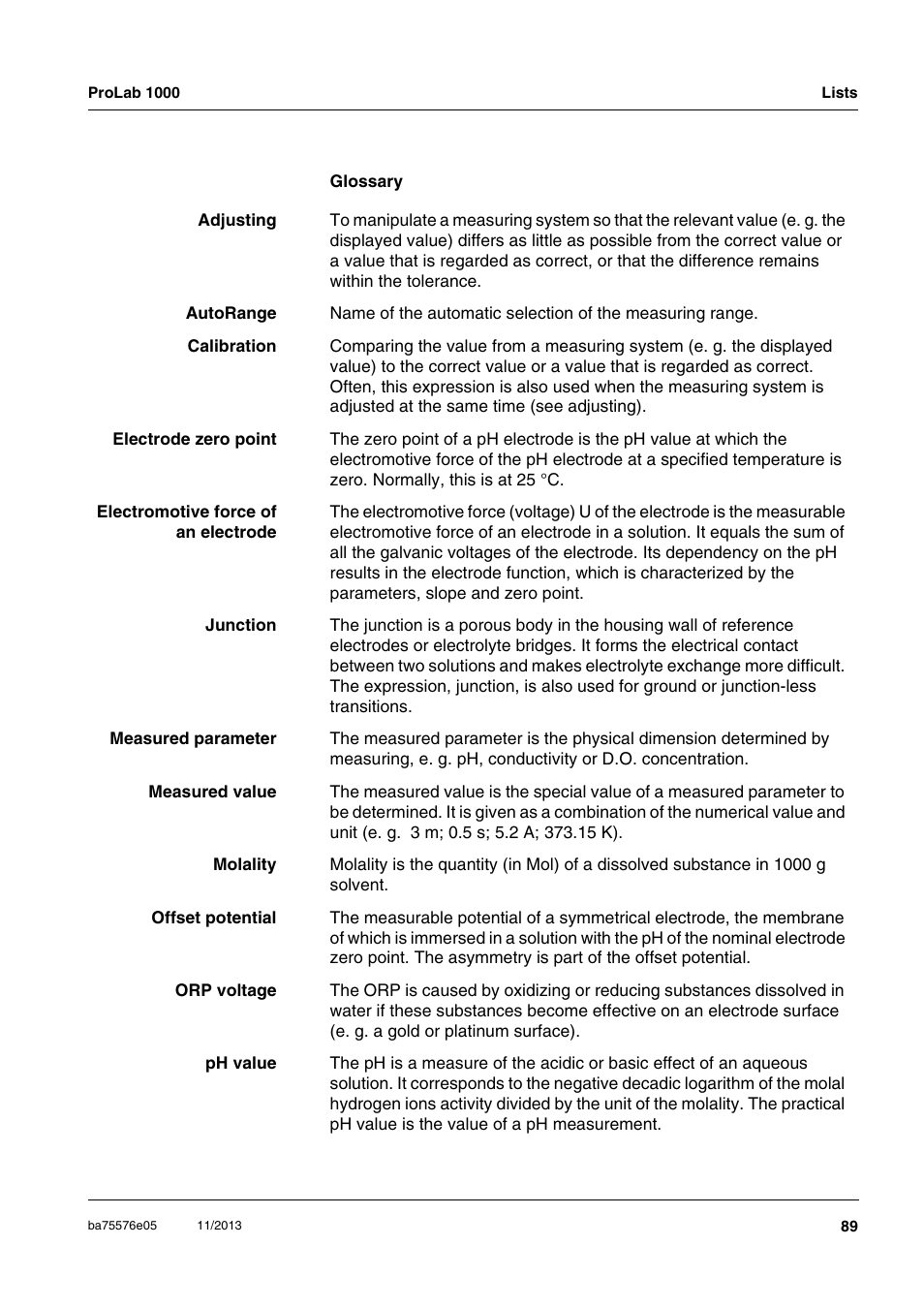 Xylem ProLab 1000 User Manual | Page 89 / 104