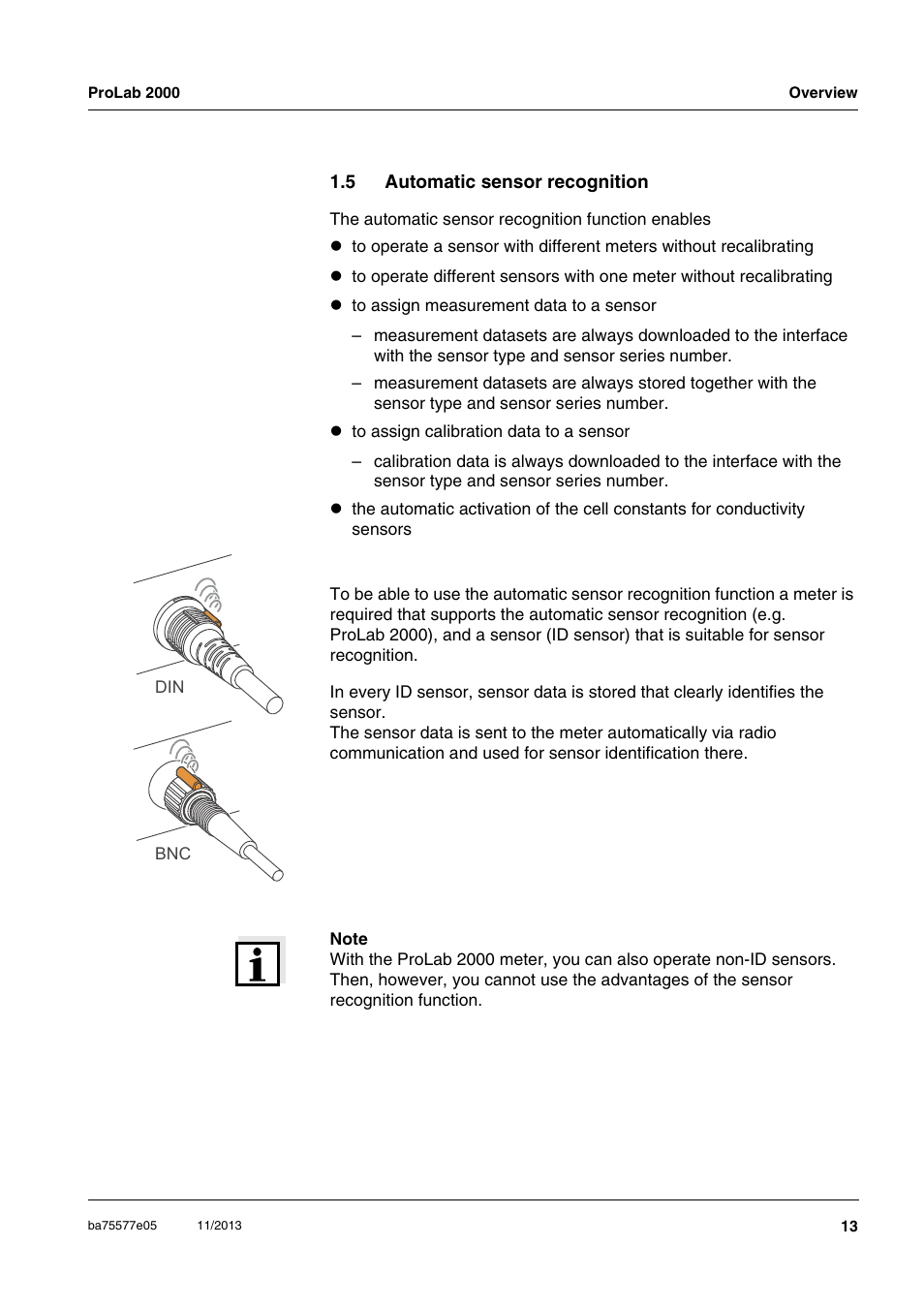 5 automatic sensor recognition, Automatic sensor recognition | Xylem ProLab 2000 User Manual | Page 13 / 128