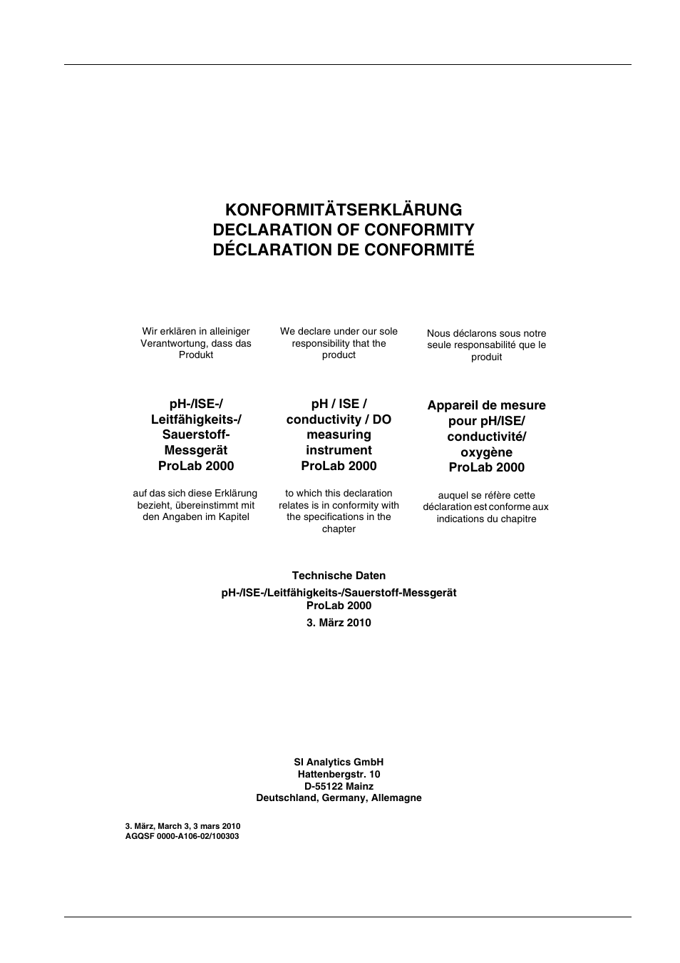 Xylem ProLab 2000 User Manual | Page 3 / 128