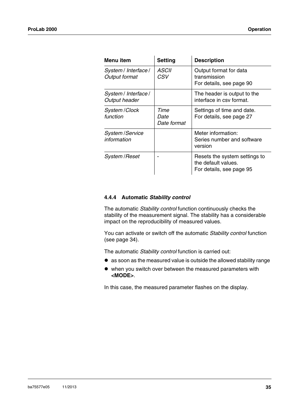4 automatic stability control, Automatic stability co | Xylem ProLab 2000 User Manual | Page 35 / 128