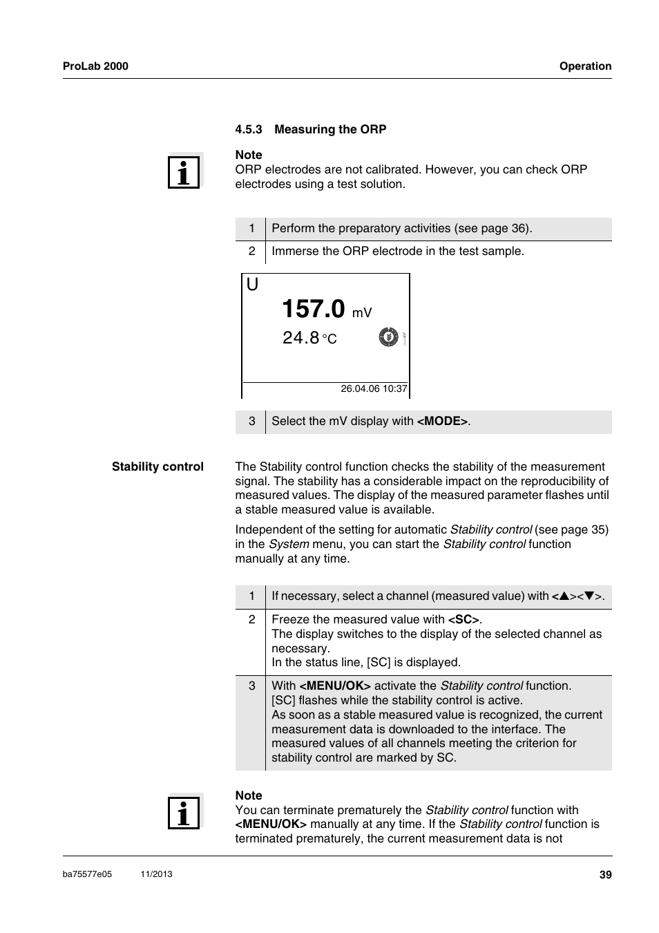 3 measuring the orp, Measuring the orp | Xylem ProLab 2000 User Manual | Page 39 / 128