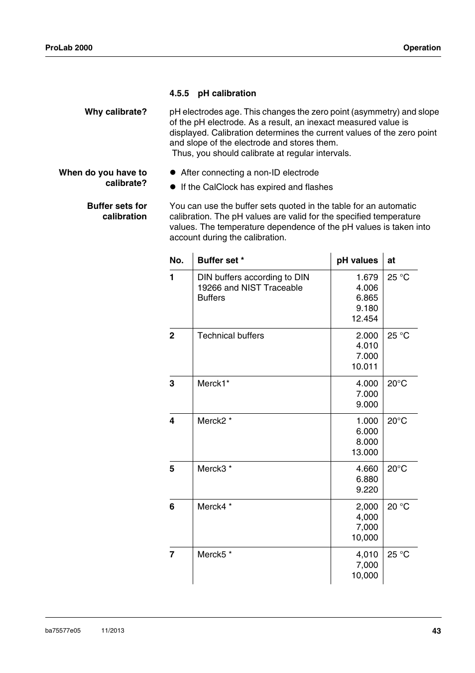 5 ph calibration, Ph calibration | Xylem ProLab 2000 User Manual | Page 43 / 128