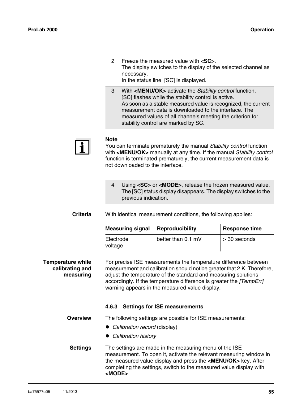 3 settings for ise measurements, Settings for ise measurements | Xylem ProLab 2000 User Manual | Page 55 / 128