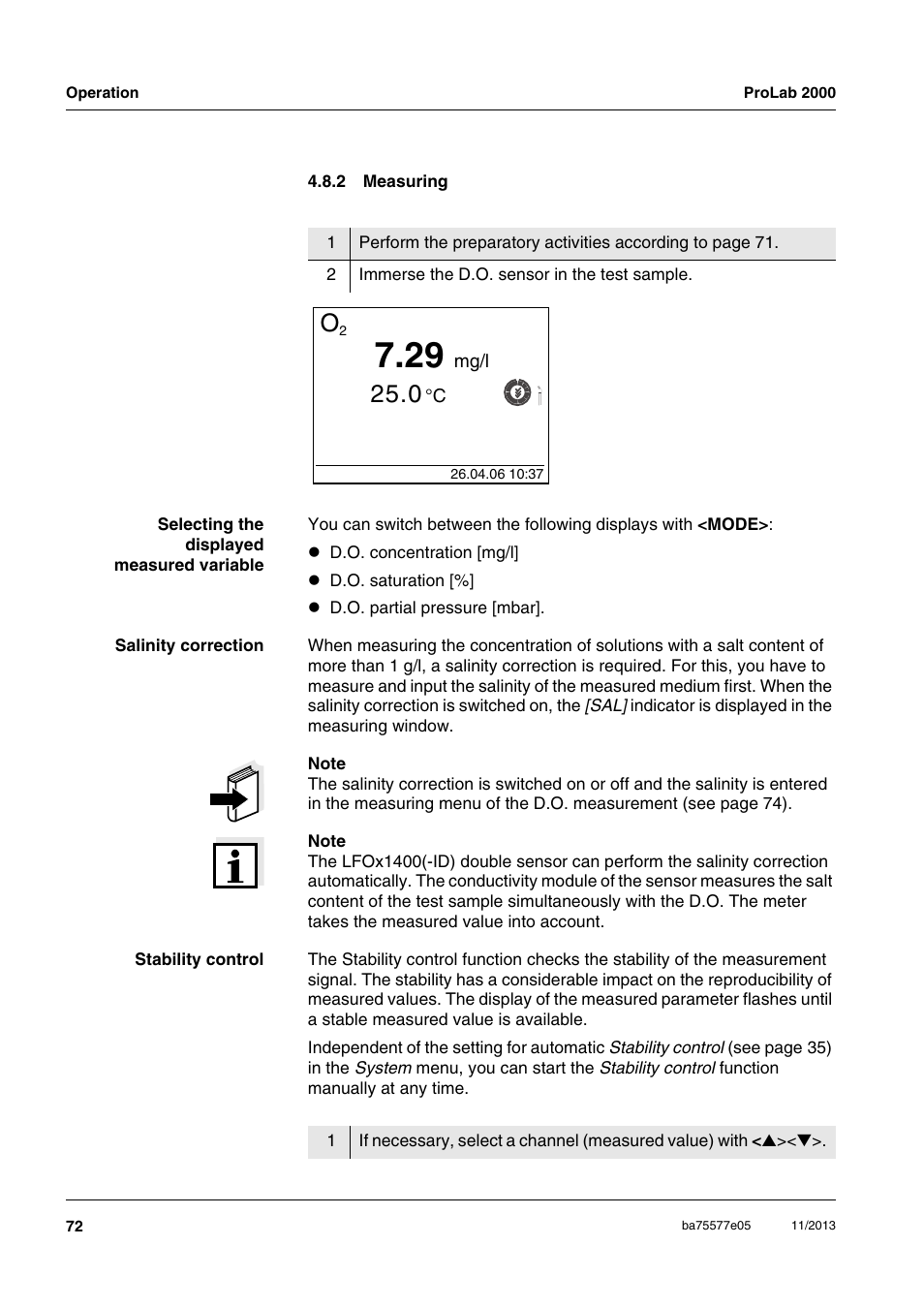 2 measuring, Measuring | Xylem ProLab 2000 User Manual | Page 72 / 128